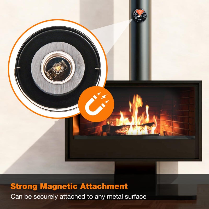 GALAFIRE Wood Stove Thermometer Magnetic, Oven Temperature Meter for Wood Burning Stoves, Gas Stoves, Pellet Stoves, Avoid Stove Fan Damaged by Overheat - Image 4